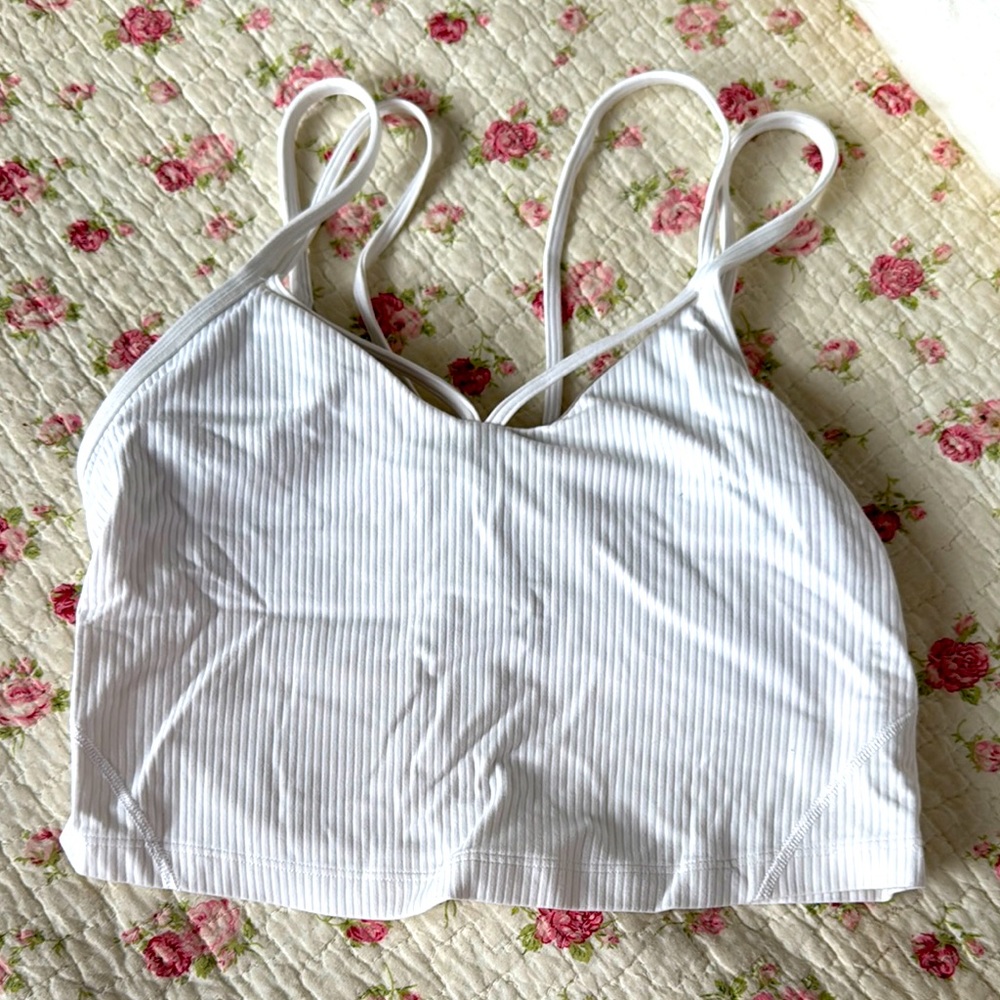 White Ribbed sports bra tank Lululemon
 Size 6